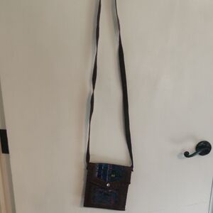 Brown and Blue Crossbody Bag